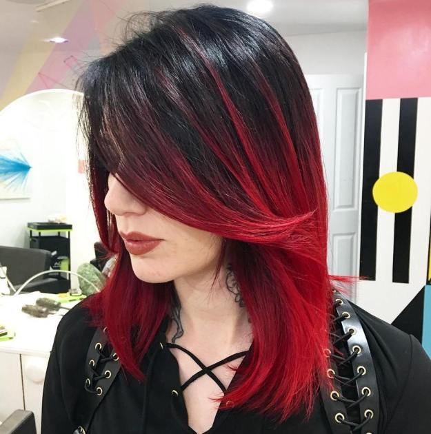 25 Beste Ombre Haarfarbe Ideen für blond, braune, rot und schwarze Haare Schwarz bis roter Ombre Balayage