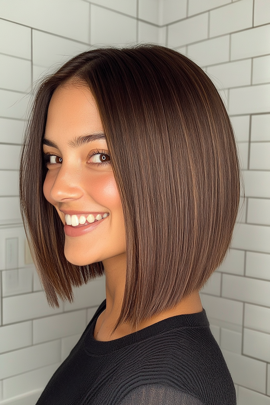 1. Espresso schlanke abgewinkelte Schichten (abgewinkelte geschichtete Bob -Haarschnitte) - abgewinkelte, geschichtete Bob -Haarschnitte