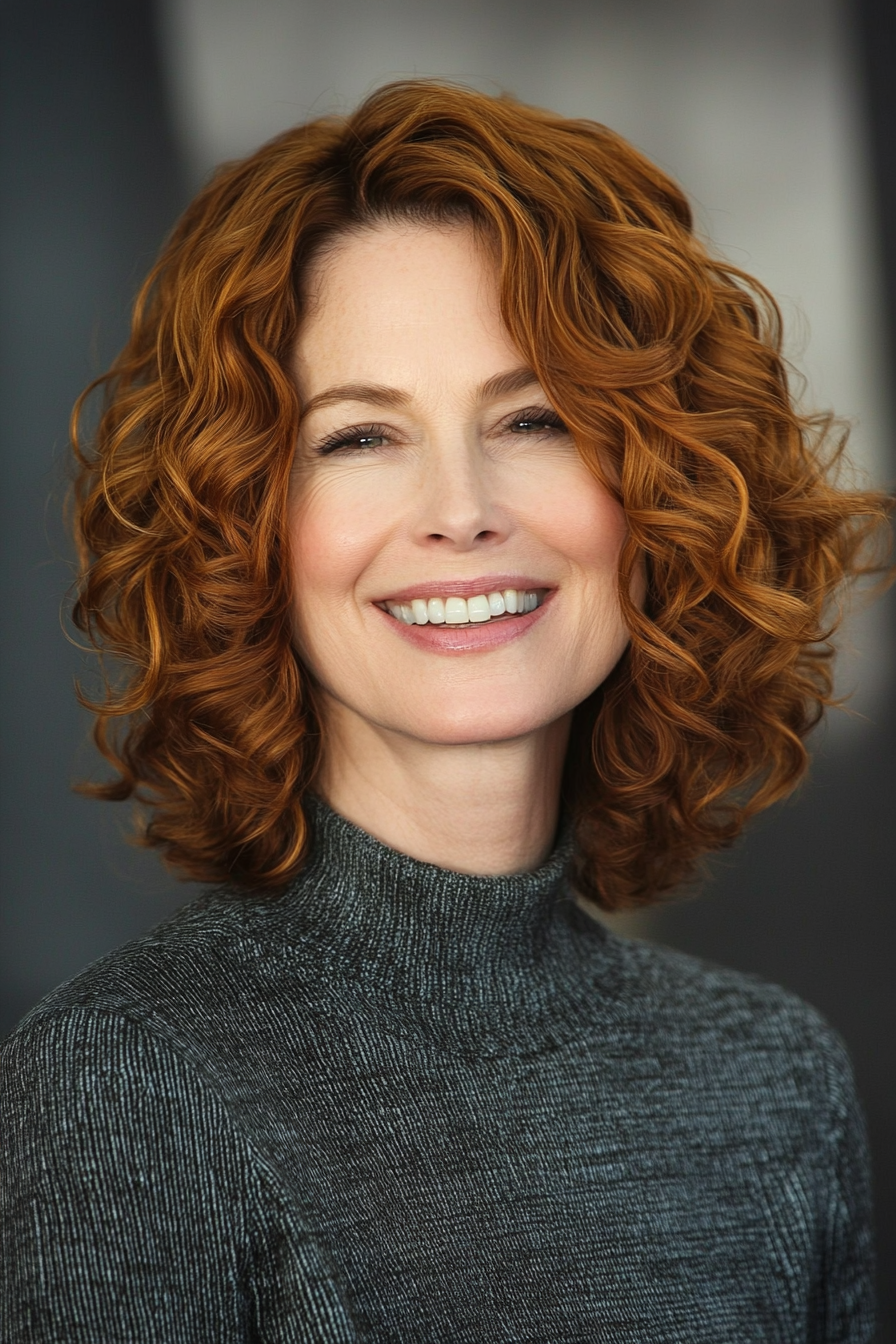 1.. Weichschichtiger Bob mit Kastanienbraun (Haarschnitte für Frauen über 50 mit lockigem Haar) - Haarschnitte für Frauen über 50 mit lockigem Haar