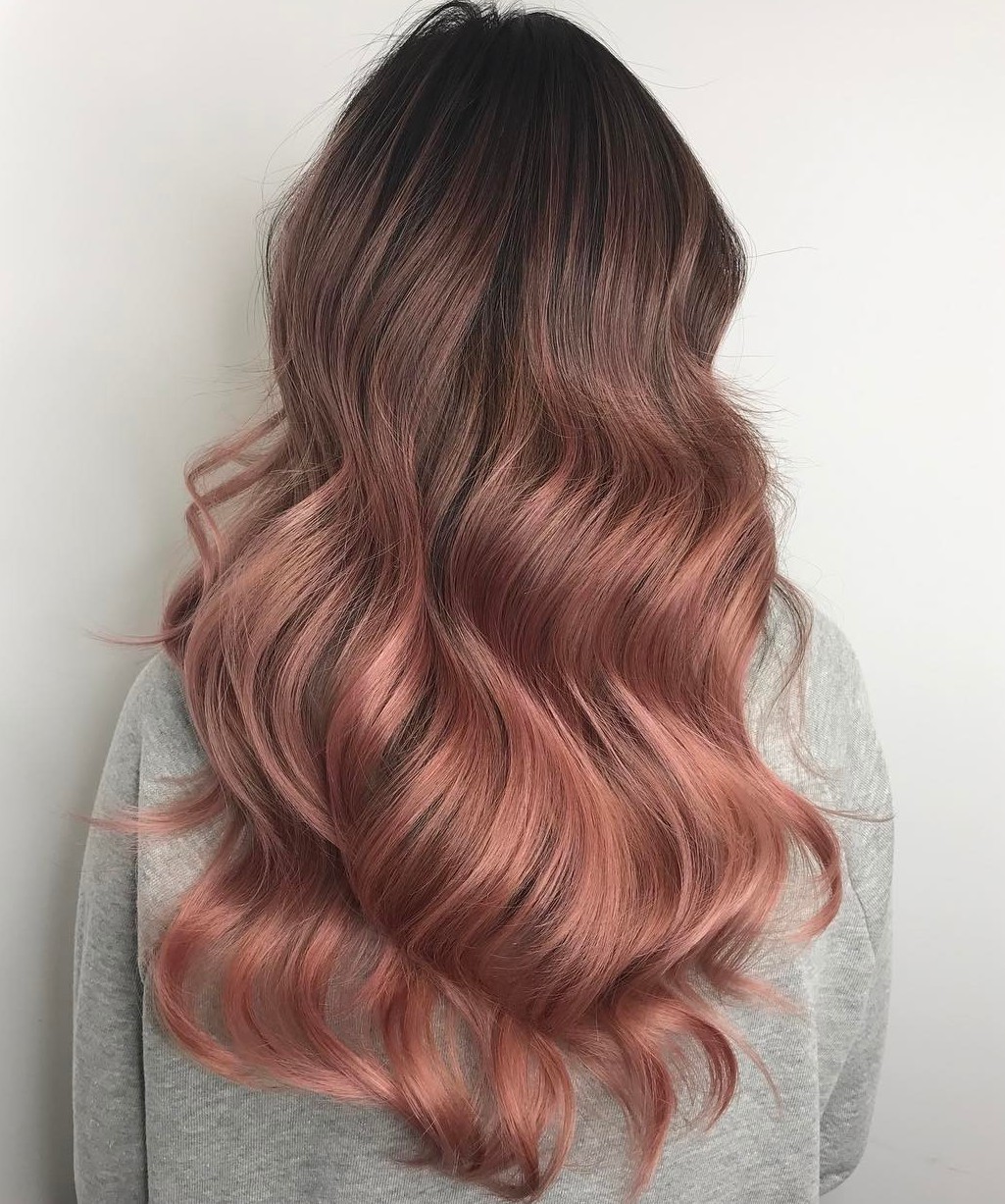19 atemberaubende Beispiele für Roségold -Balayage Pastellrosa Ombre Balayage