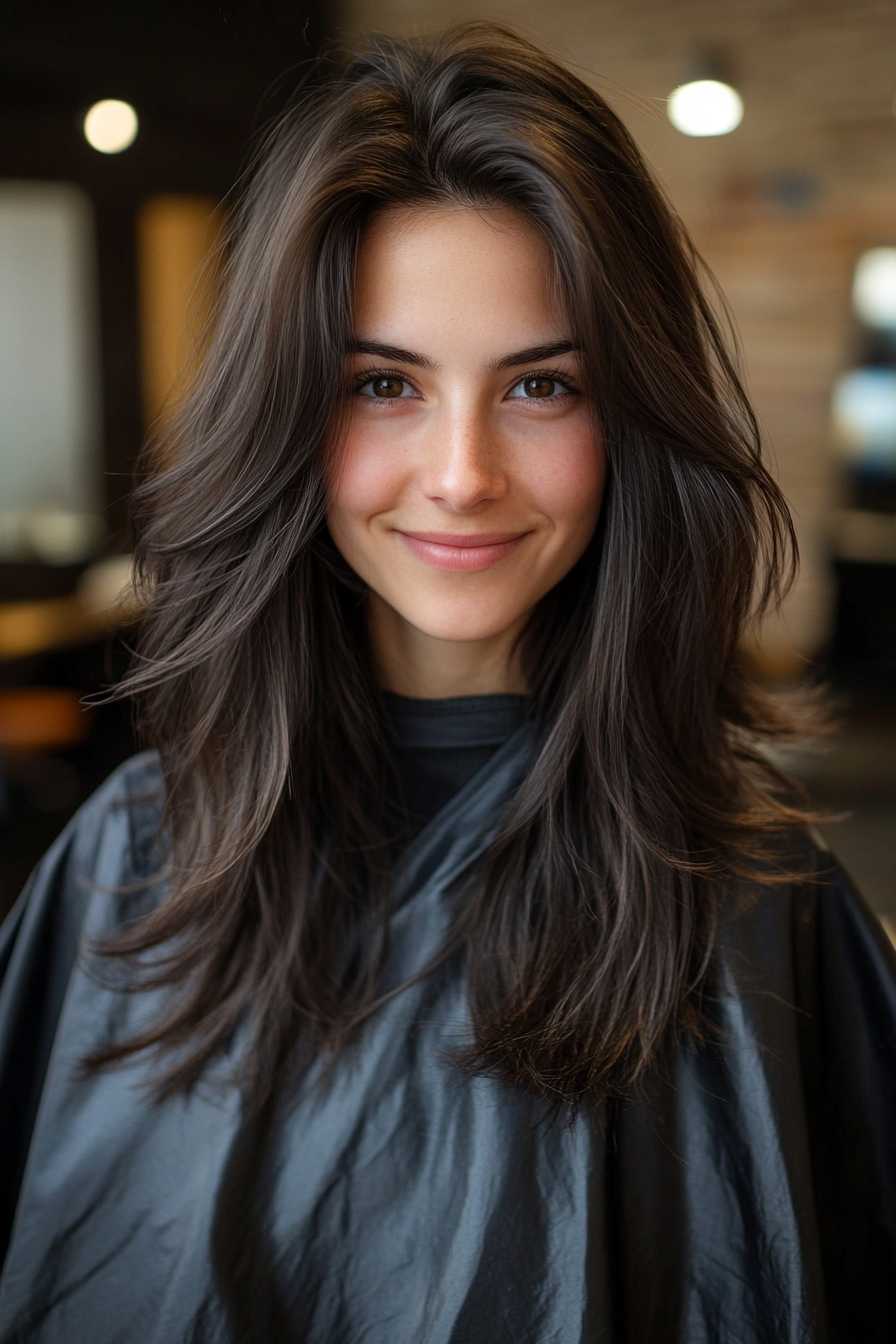 10. luftgetrocknete lange Schichten in weichen schwarzen (unordentlichen Frisuren) - Unordentliche Frisuren