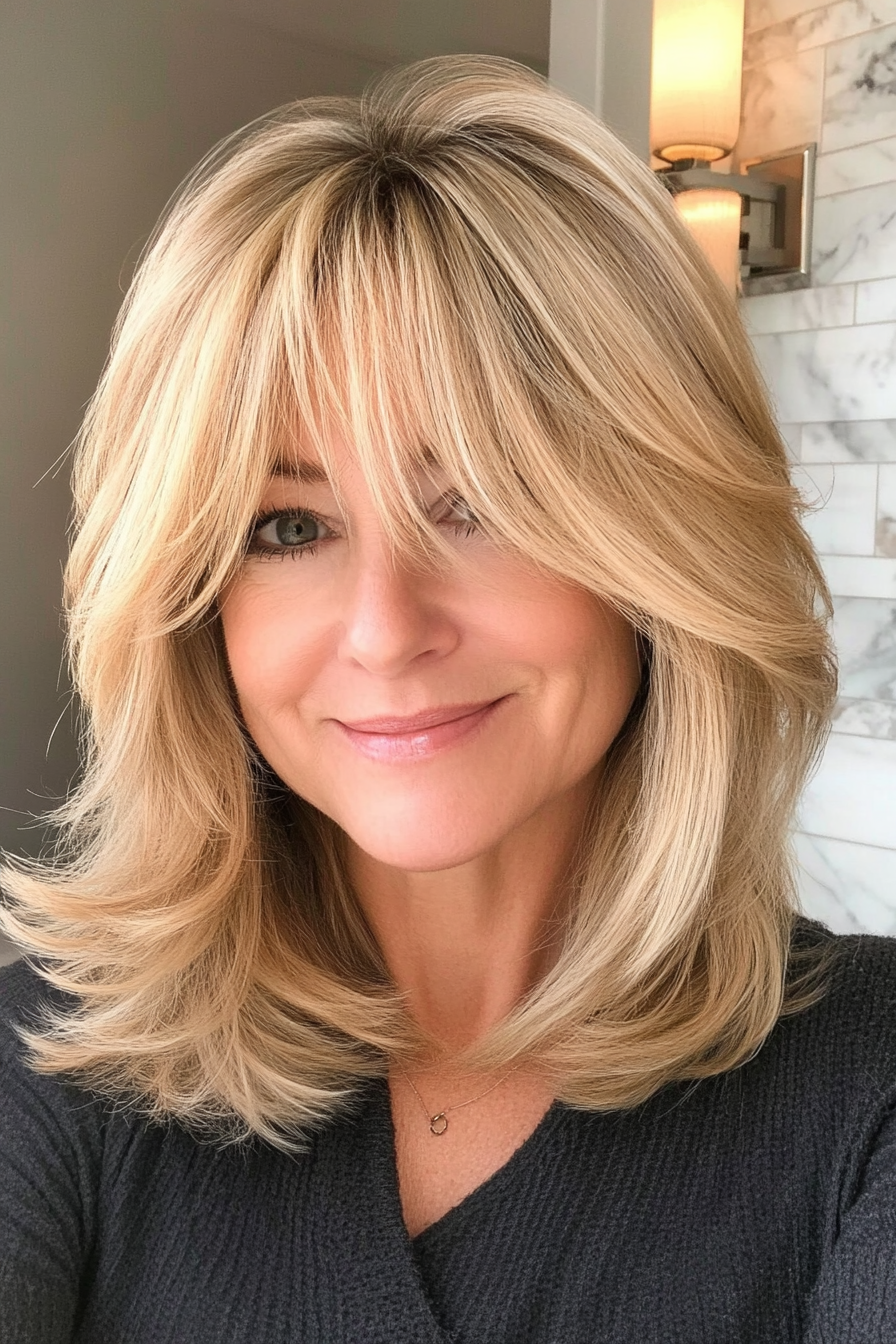 10. luftig geschichtter Schnitt in Honigblond (mittel- bis kurze Haarschnitte für Frauen über 50) - mittel- bis kurze Haarschnitte für Frauen über 50