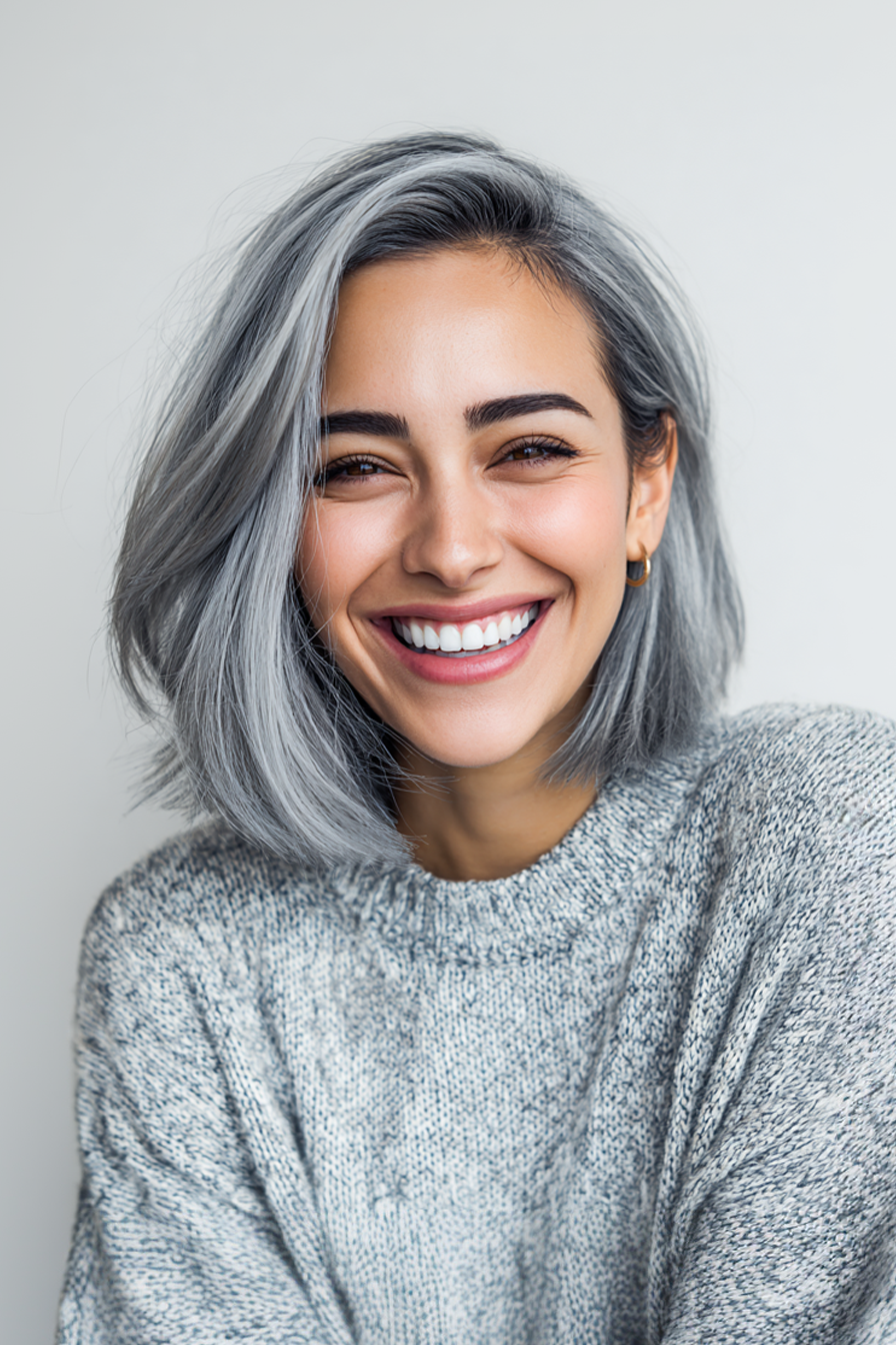 10. Abgled Bob mit silbernen Balayage (jugendliche Frisuren) - jugendliche Frisuren