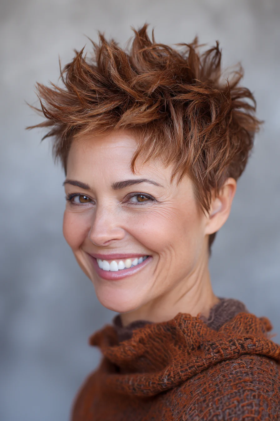 10. Strukturierte Ernte in Zimtbraun (Stachlige Haarschnitte für Frauen über 50) – Stachelige Haarschnitte für Frauen über 50