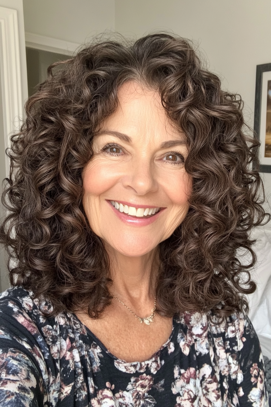 10. lockiger schulterlanger geschnitten in dunkelbraun (kühle Haarschnitte für Frauen über 50) - Kühle Haarschnitte für Frauen über 50