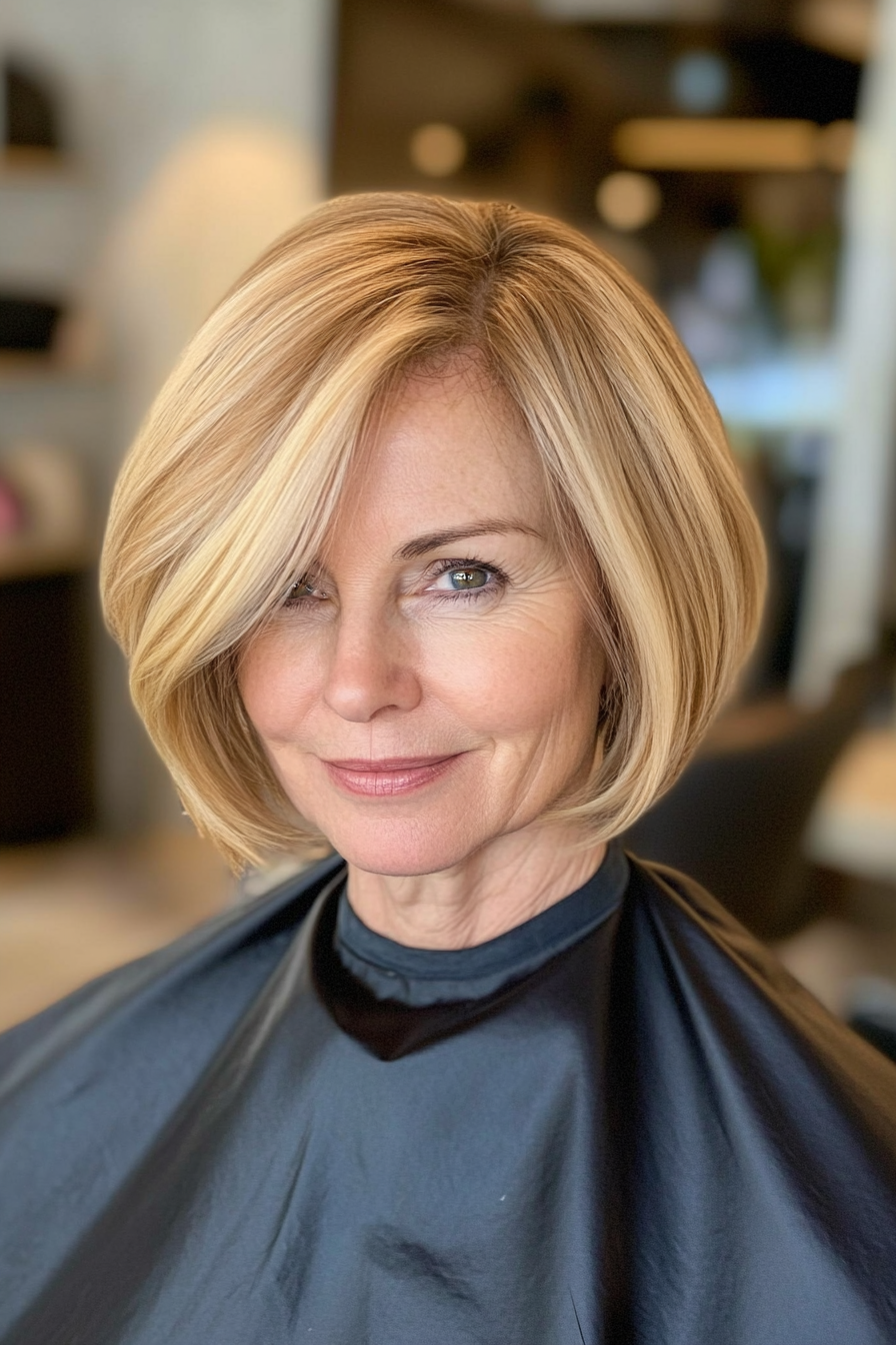 10. Golden Blonde Abgleed Bob (schicke Frisuren für Frauen über 50) - schicke Frisuren für Frauen über 50
