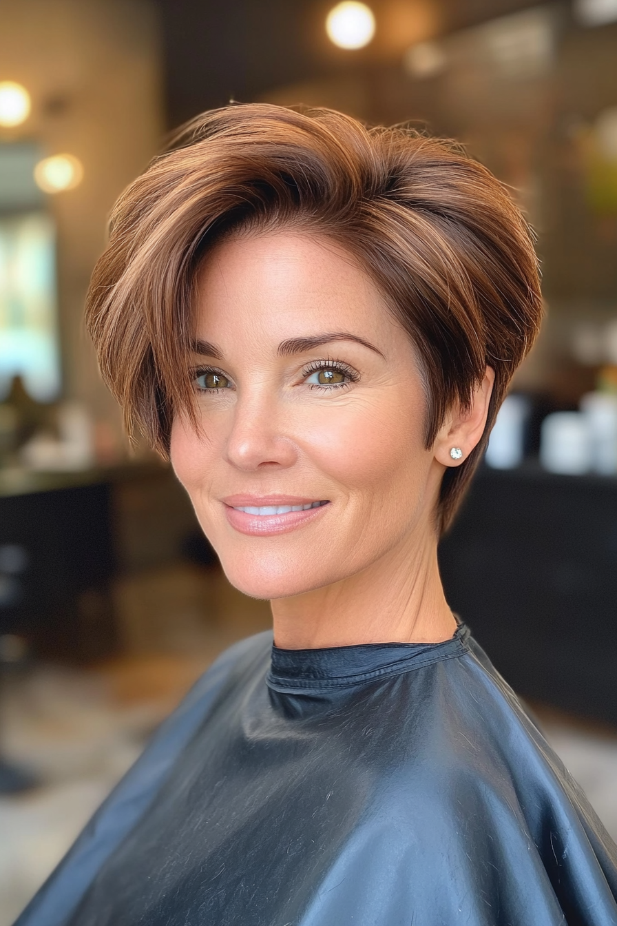 10. Honigbraun Unterkut Pixie Bob (kurze Undercut -Frisuren für Frauen über 50) - kurze Unterschneidungsfrisuren für Frauen über 50