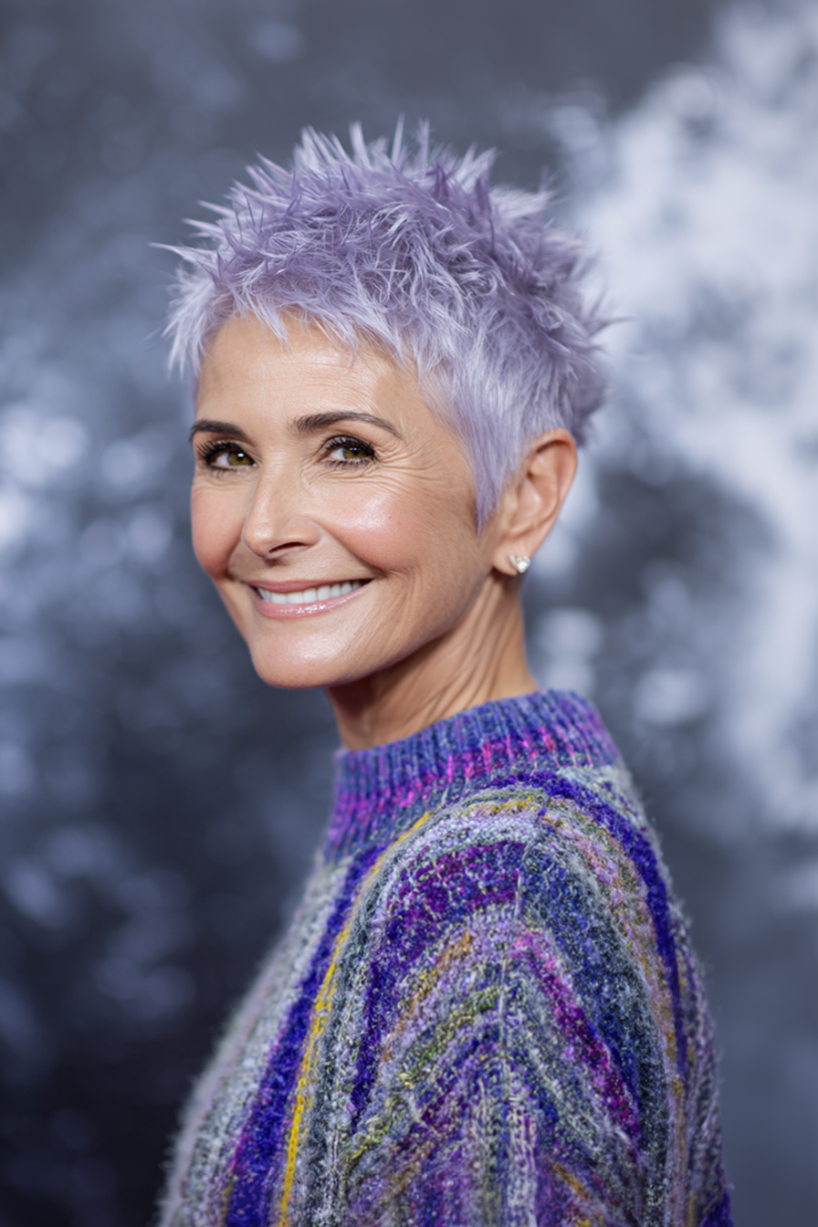 10. Lavendel Frost Micro Spikes (Stachelfrisuren für Frauen über 50) - Stachelfrisuren für Frauen über 50