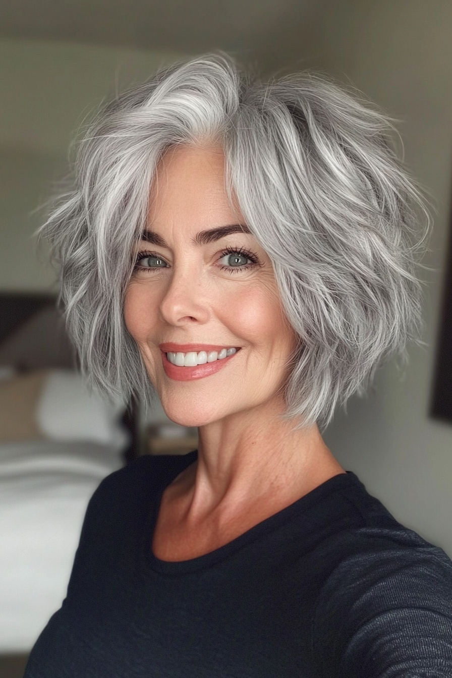 10. Natural Grey Shaggy Pixie (freche Haarschnitte für ältere Frauen) - freche Haarschnitte für ältere Frauen