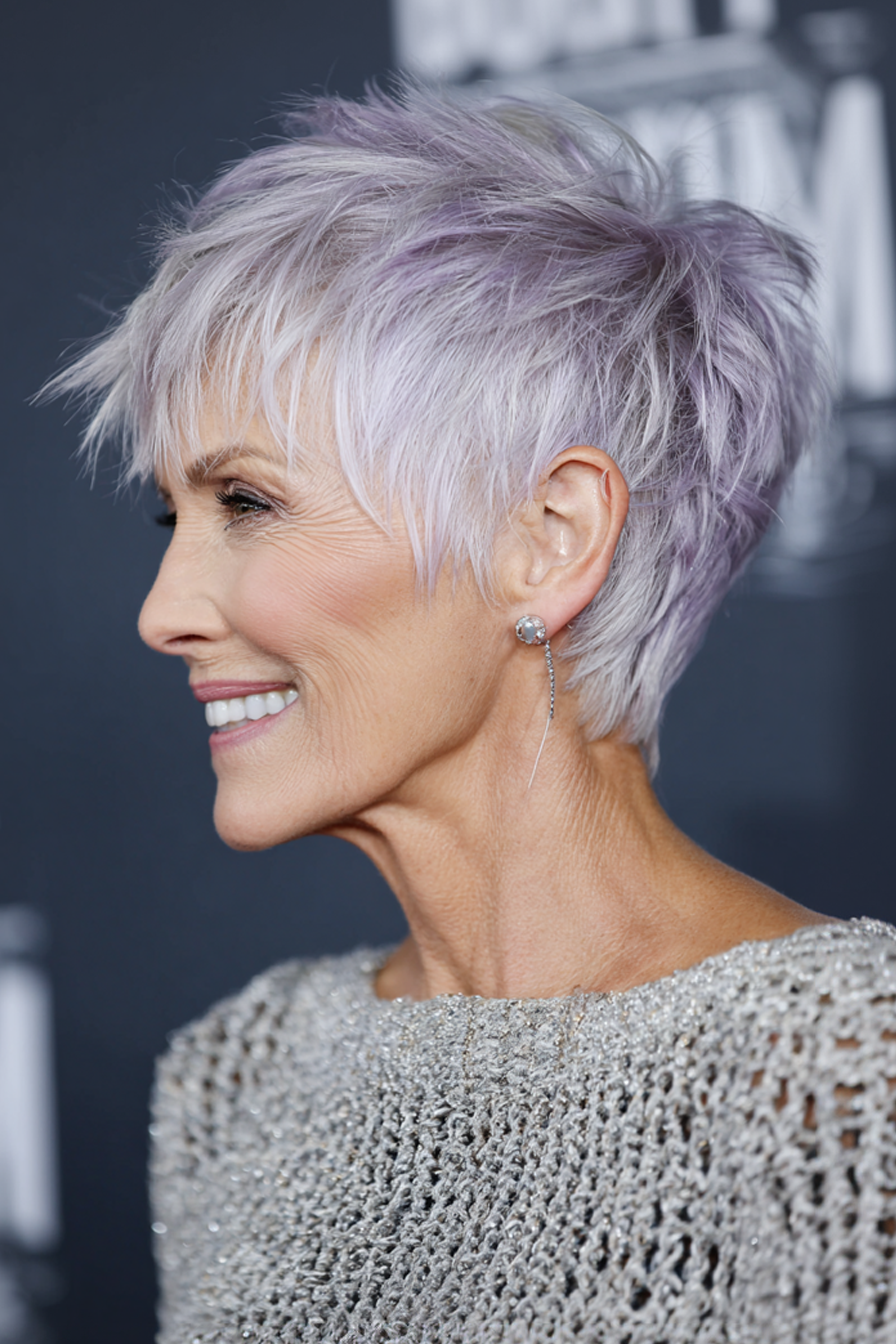 10. Pixie mit sanfter Lavendeltönung (Stufen-Pixie-Haarschnitte für Frauen über 60) – Stufen-Pixie-Haarschnitte für Frauen über 60