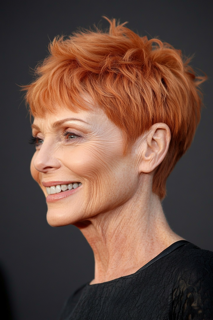 10. kurze, abgehackte Ernte mit leichtem Auburn (super kurze Haarschnitte für ältere Frauen) - Super kurze Haarschnitte für ältere Frauen