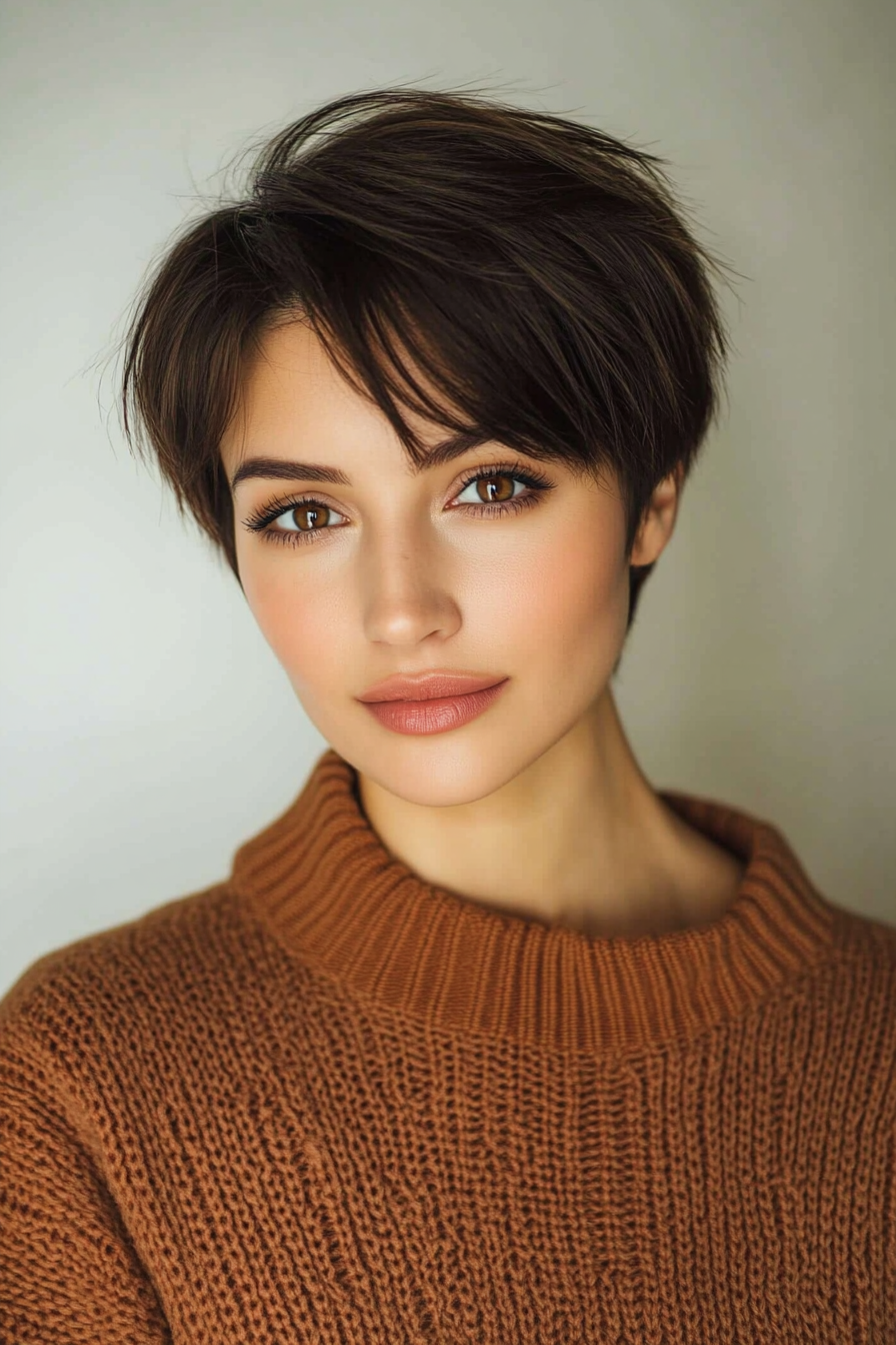 10. kurze, verkürzte Schichten in Espressobraun (geschichtete Haarschnitte für dünnes Haar) - geschichtete Haarschnitte für das dünne Haar