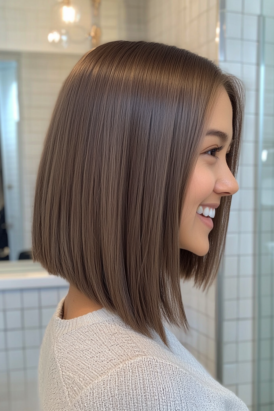 10. Schulterlänge Bob in Aschebraun (Bob -Haarschnitte für Frauen) - Bob -Haarschnitte für Frauen