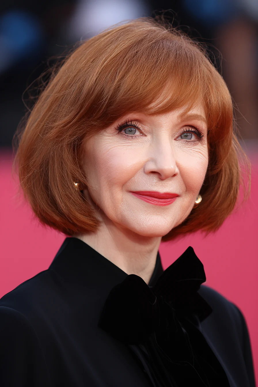 10. Seitlich geschwungener Bob in warmem Auburn (Bob-Frisuren für ältere Frauen) – Bob-Frisuren für ältere Frauen