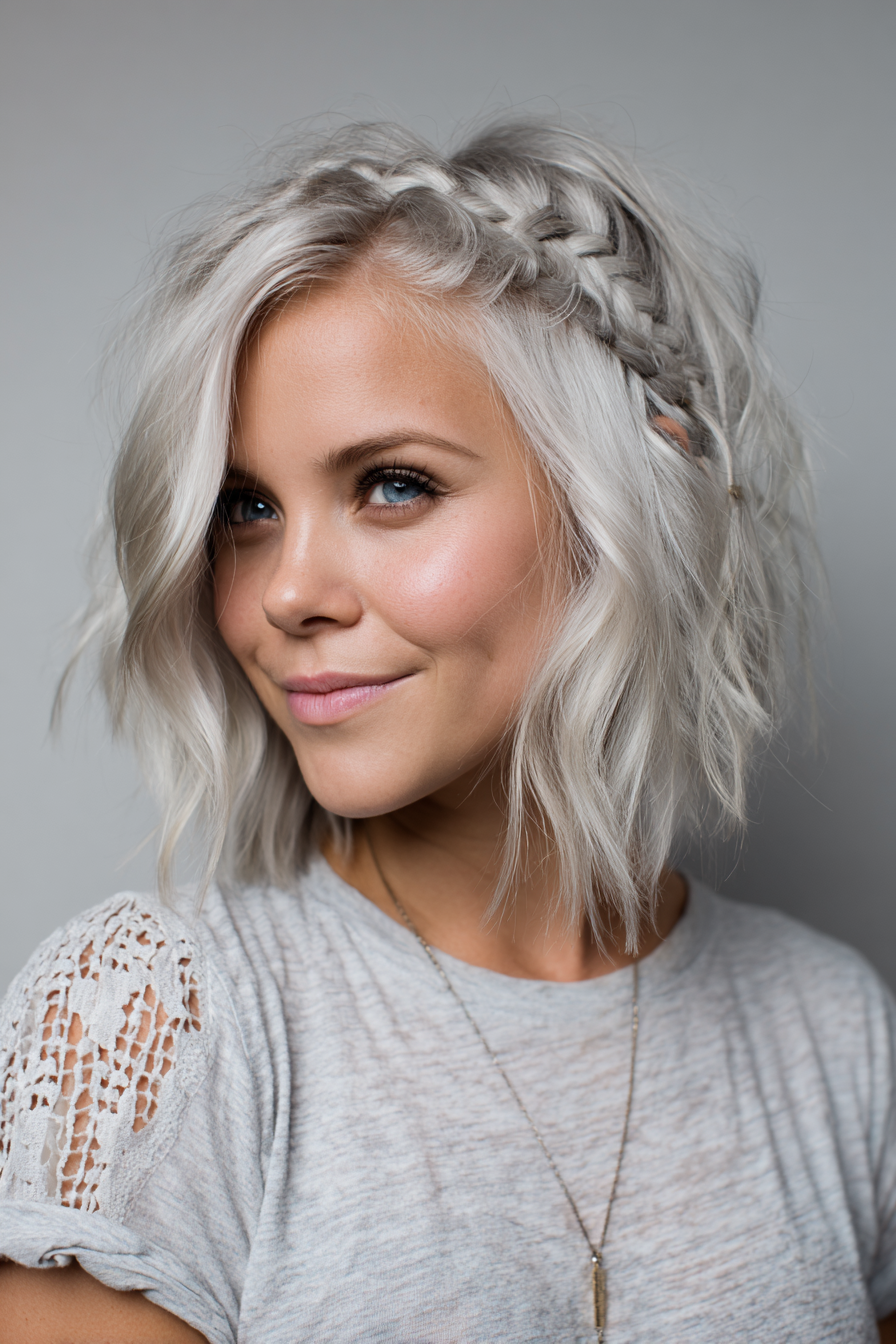 10. Silberblonder, zottelig geflochtener Bob (Wikinger-Frisuren für Frauen) – Wikinger-Frisuren für Frauen