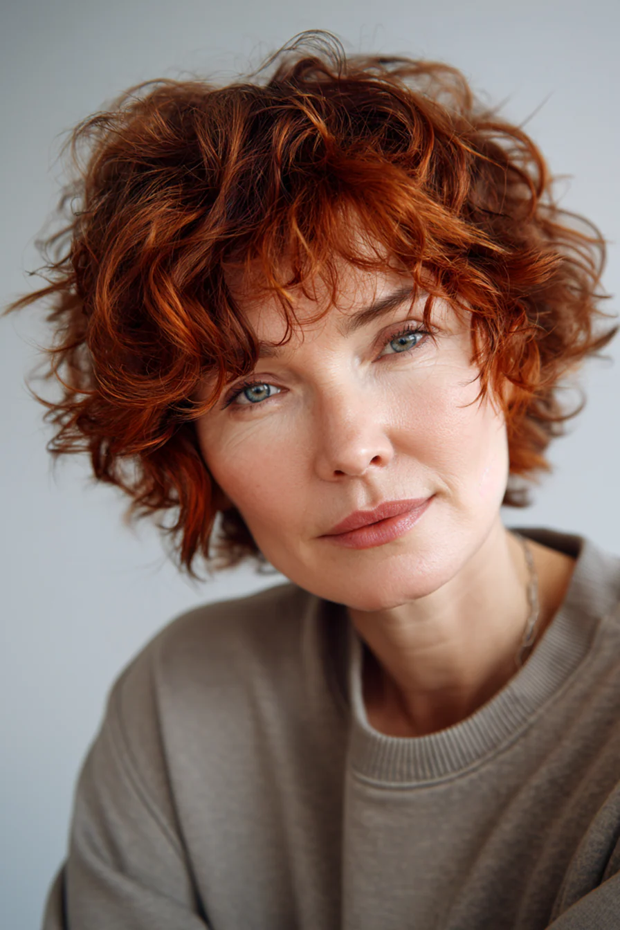 10. Soft Auburn Wavy Shag Cut (Kurze, zottelige Frisuren für ältere Frauen) – Kurze, zottelige Frisuren für ältere Frauen