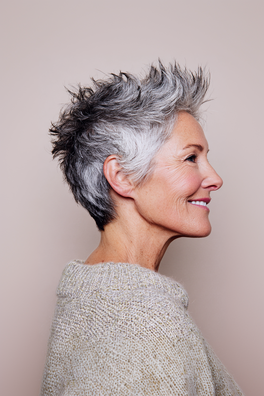 10. Spiky Salz und Pfefferernte (kurze Spiky -Frisuren für Frauen über 60) - kurze stachelige Frisuren für Frauen über 60