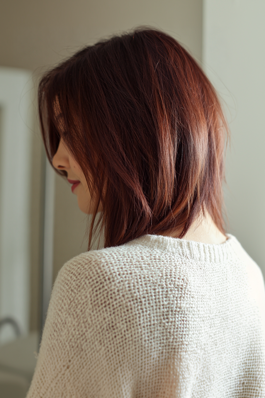 10. Strukturierter Schulterschnitt mit Rosenholztönung (Haarschnitte für glattes Haar) – Haarschnitte für glattes Haar