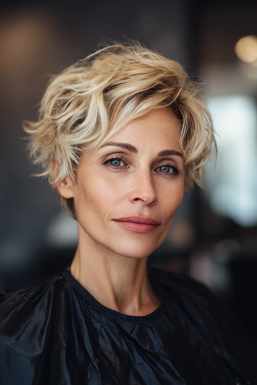 10. Tousled Golden Blonde Pixie (Pixie-Frisuren für Frauen über 40) – Pixie-Frisuren für Frauen über 40