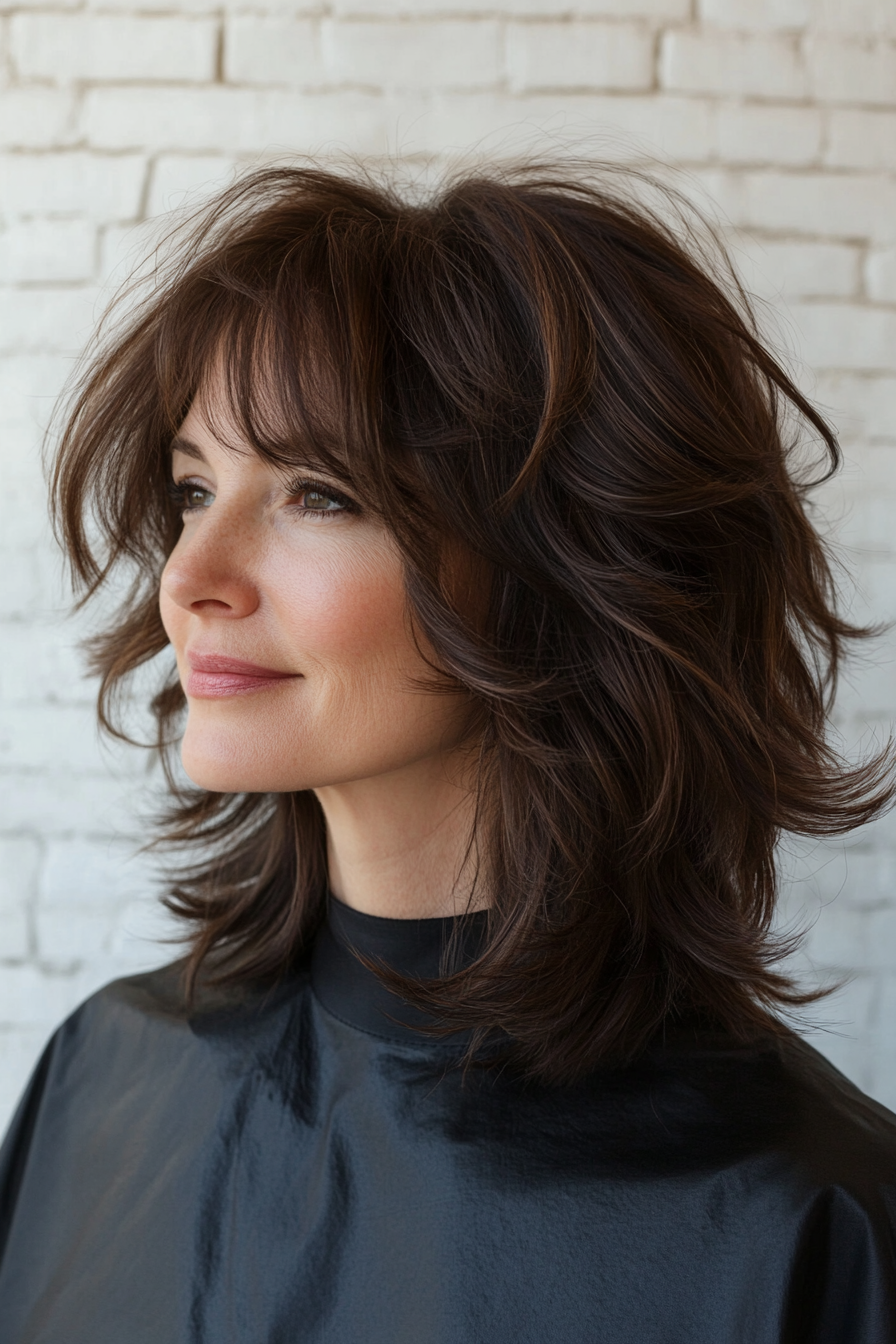 10. zerzaustes Shag mit Rändern (Sommerhaartrends für Frauen über 40) - Sommerhaartrends für Frauen über 40