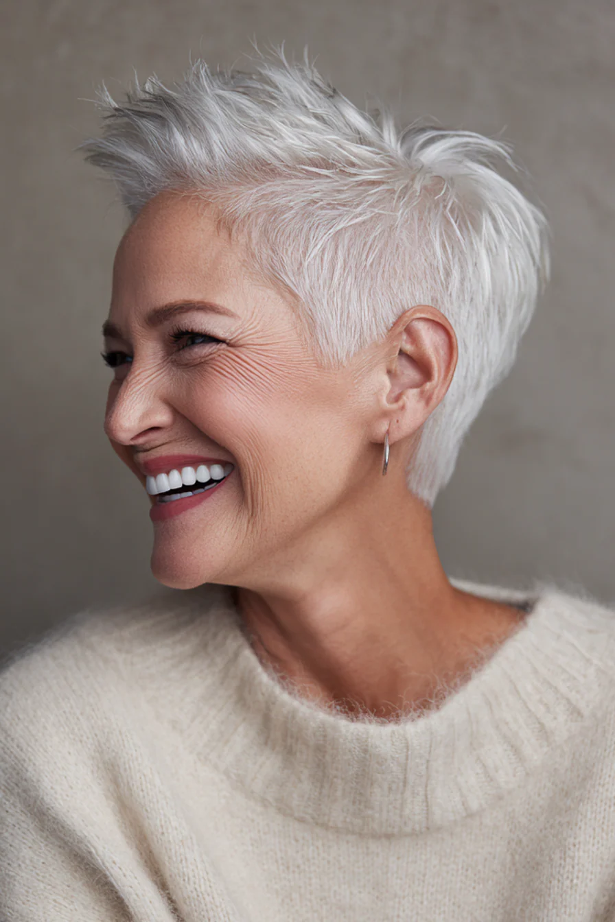 10. Volumen-Top-Crop in Platinum Glow (Haarschnitte für Frauen über 60 mit schütterem Haar) – Haarschnitte für Frauen über 60 mit schütterem Haar