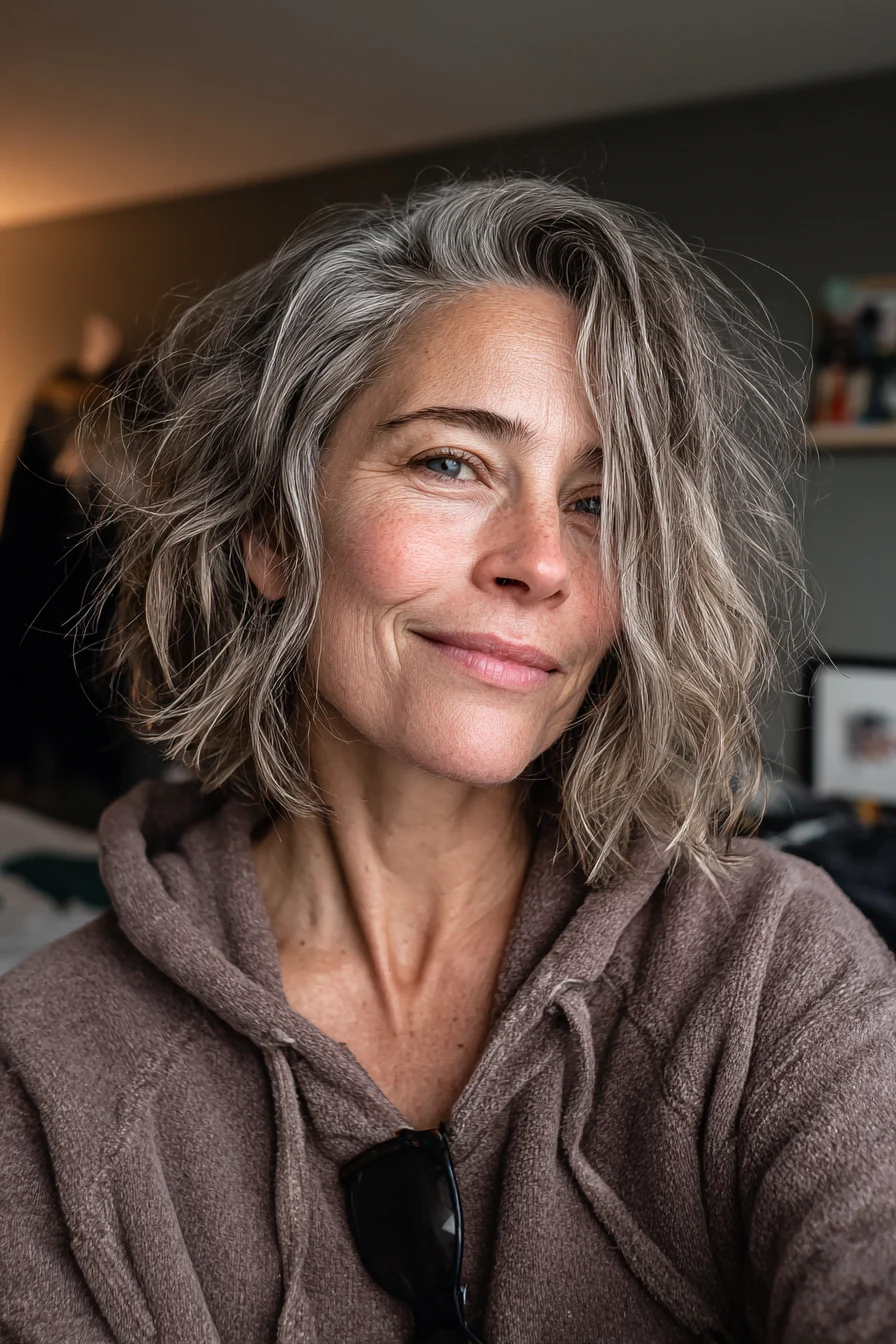 10. Welliger Bob in Aschbraun mit Lowlights (Bob-Frisuren für Frauen über 60 mit feinem Haar) – Bob-Frisuren für Frauen über 60 mit feinem Haar