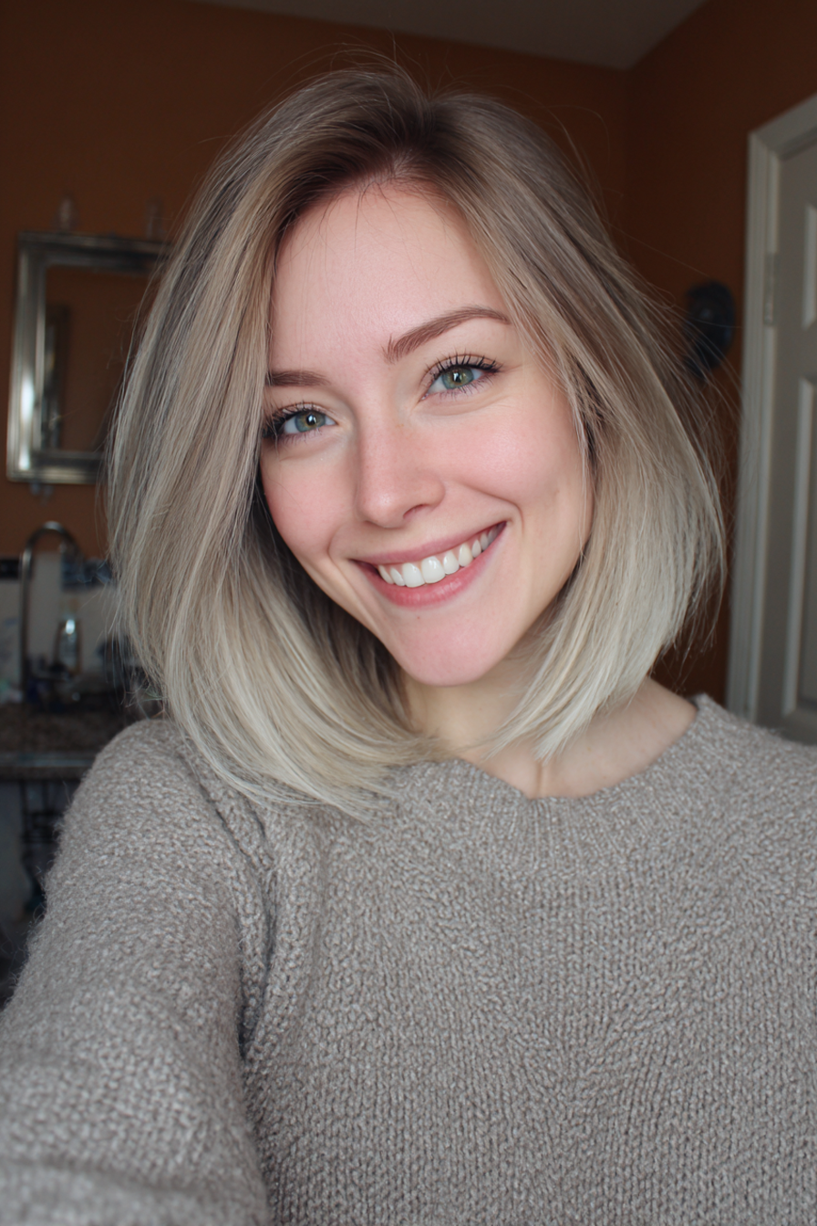 11. abgewinkelter Bob mit kühlem blonden Ombre (mittelgroße geschichtete Bob -Frisuren) - mittelgroße, geschichtete Bob -Frisuren