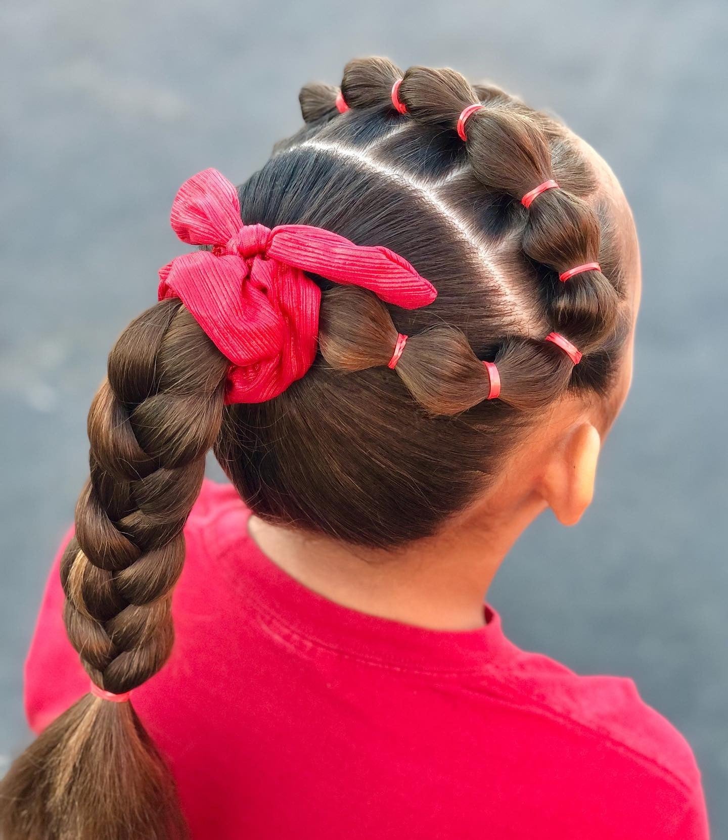 11. Blasenponytail mit geflochtener Basis - Kastanienbraun (süße Frisuren)
