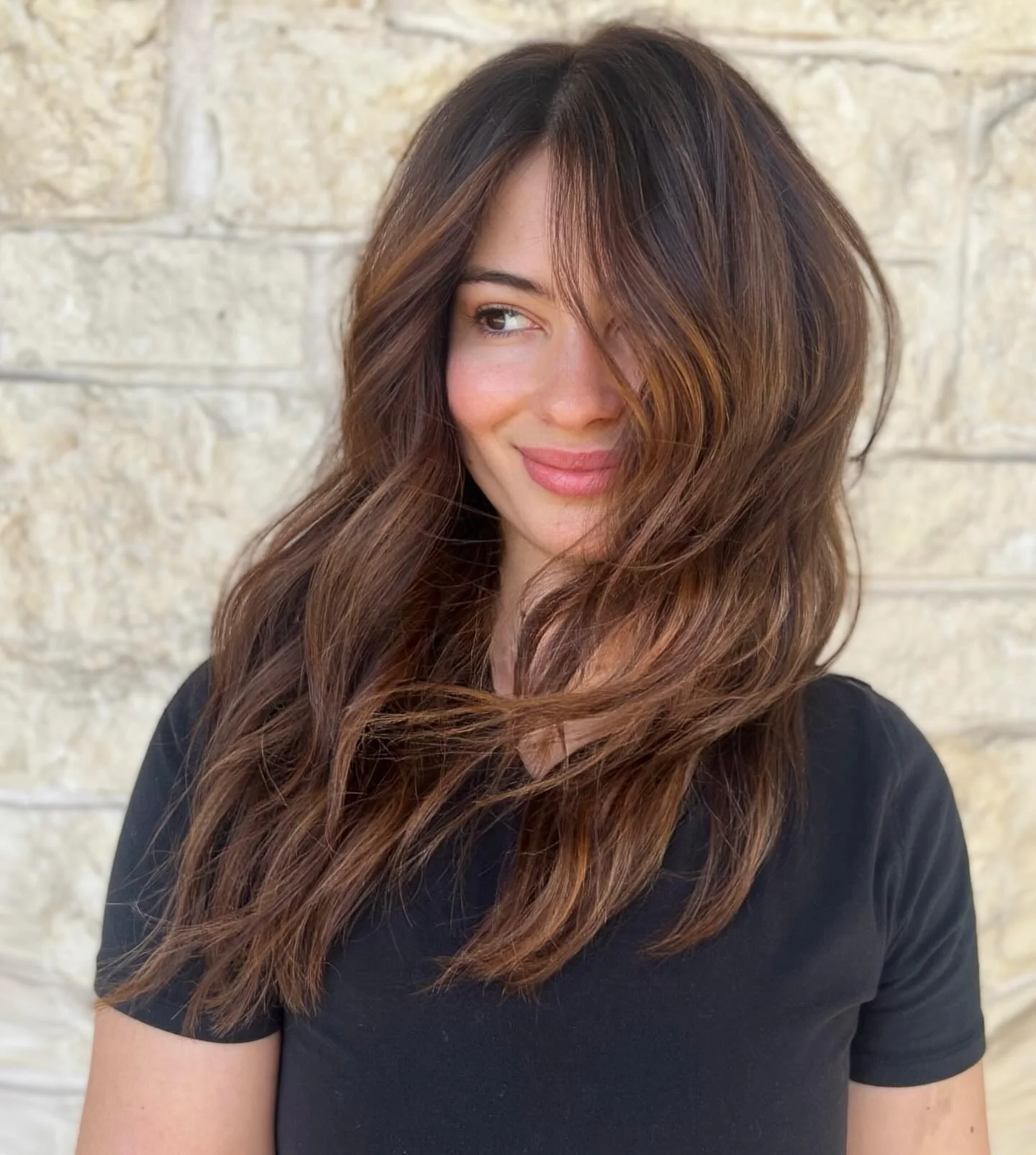 11. Kastanien-Kaskadenschichten (Schokoladen-Toffee-Haarfarbe)