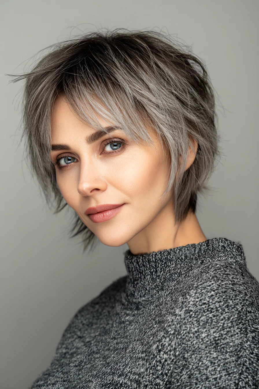 11. Abgehackter Bob mit rauchigen Asche-Untertönen (kurze formelle Frisuren) – Kurze formelle Frisuren