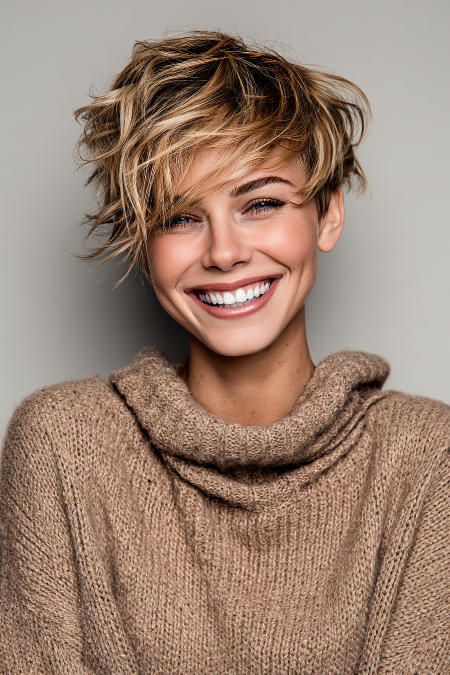 11. abgehackte Pixie in Karamelltönen (Pixie Frisuren) - Pixie -Frisuren