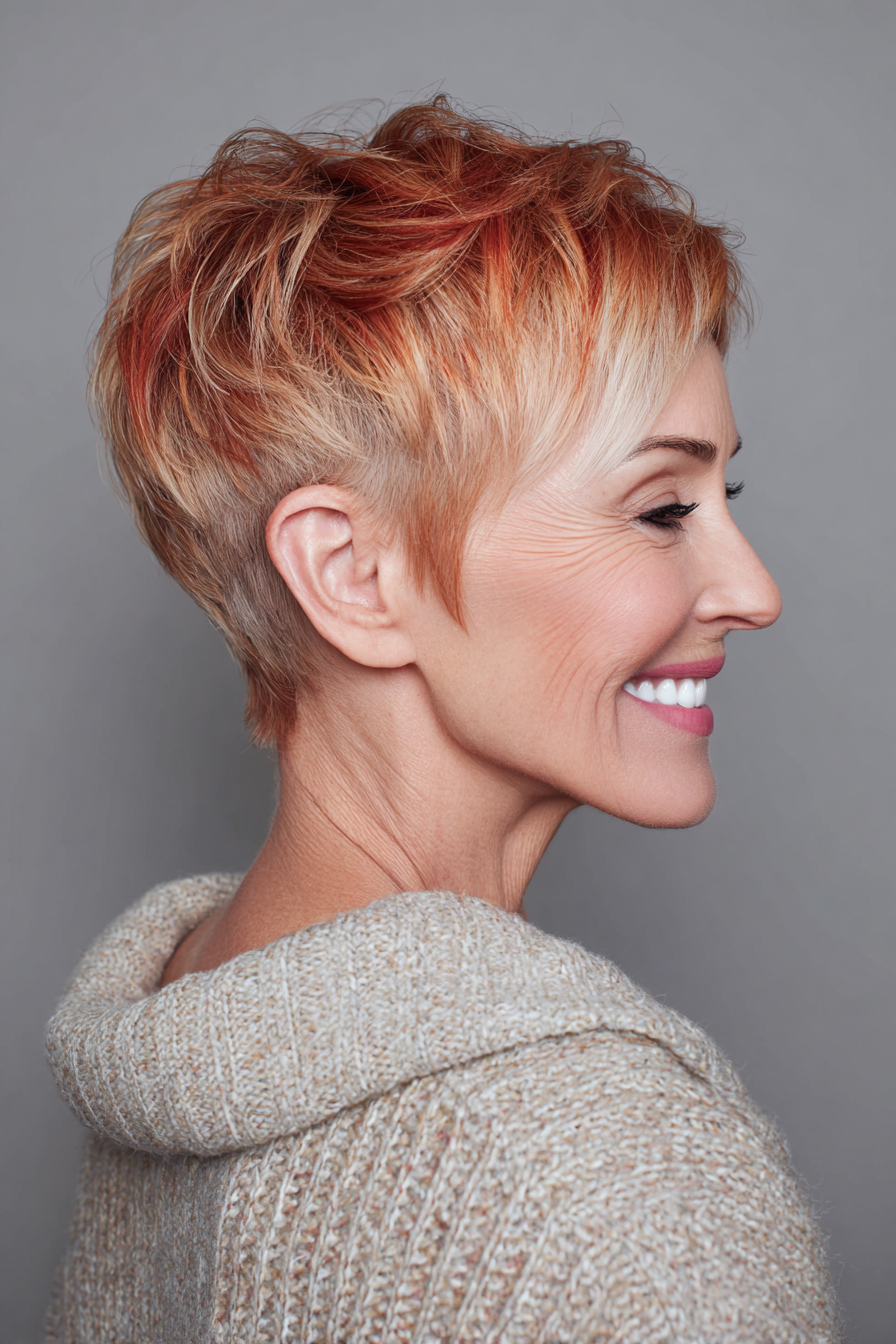 11. Cropped Pixie mit Kupferglühen (funkige Haarschnitte für ältere Frauen) - Funky Haarschnitte für ältere Frauen
