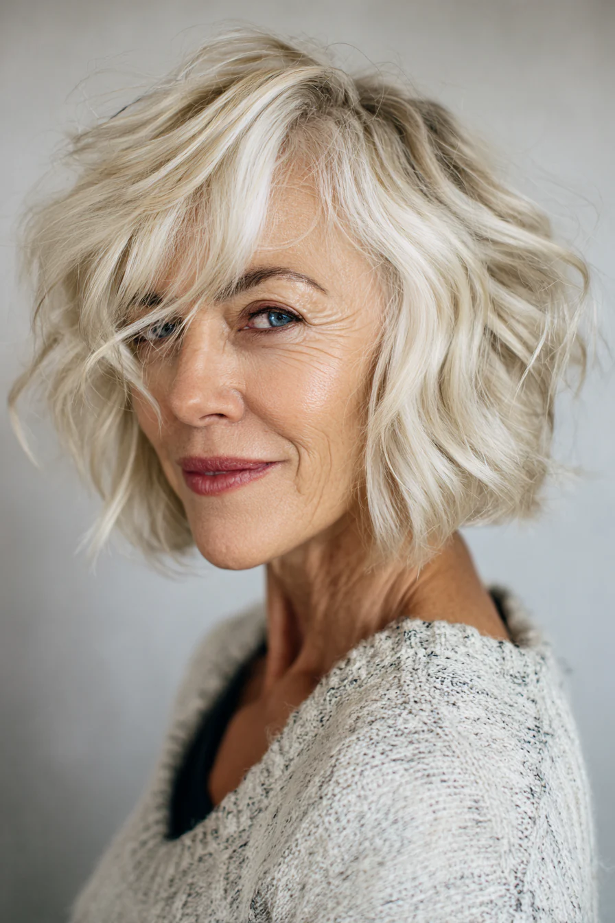 11. Unverbundener abgehackter Bob in natürlichem Hellblond (Bob-Frisuren für ältere Frauen) – Bob-Frisuren für ältere Frauen