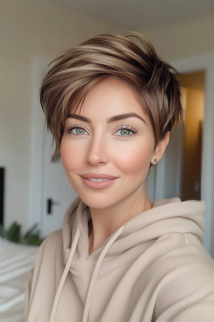 11. Espresso -Winkelpixie (lange Pixie -Haarschnitte für ältere Frauen) - Lange Pixie -Haarschnitte für ältere Frauen