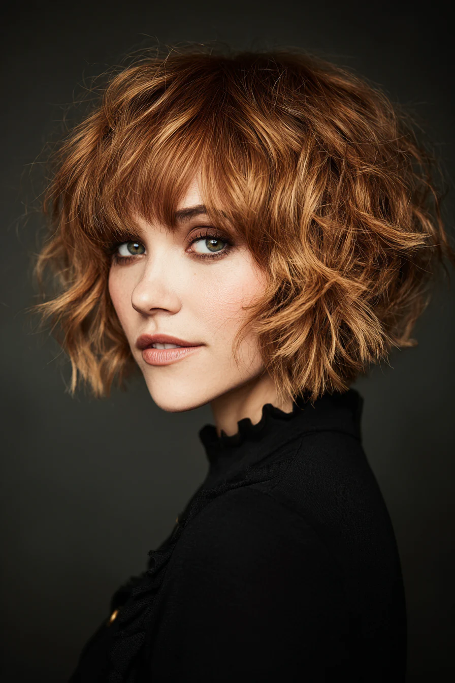 11. Honey Brown Short Curl Shag (Short Curled Hairstyles) – Kurze Lockenfrisuren