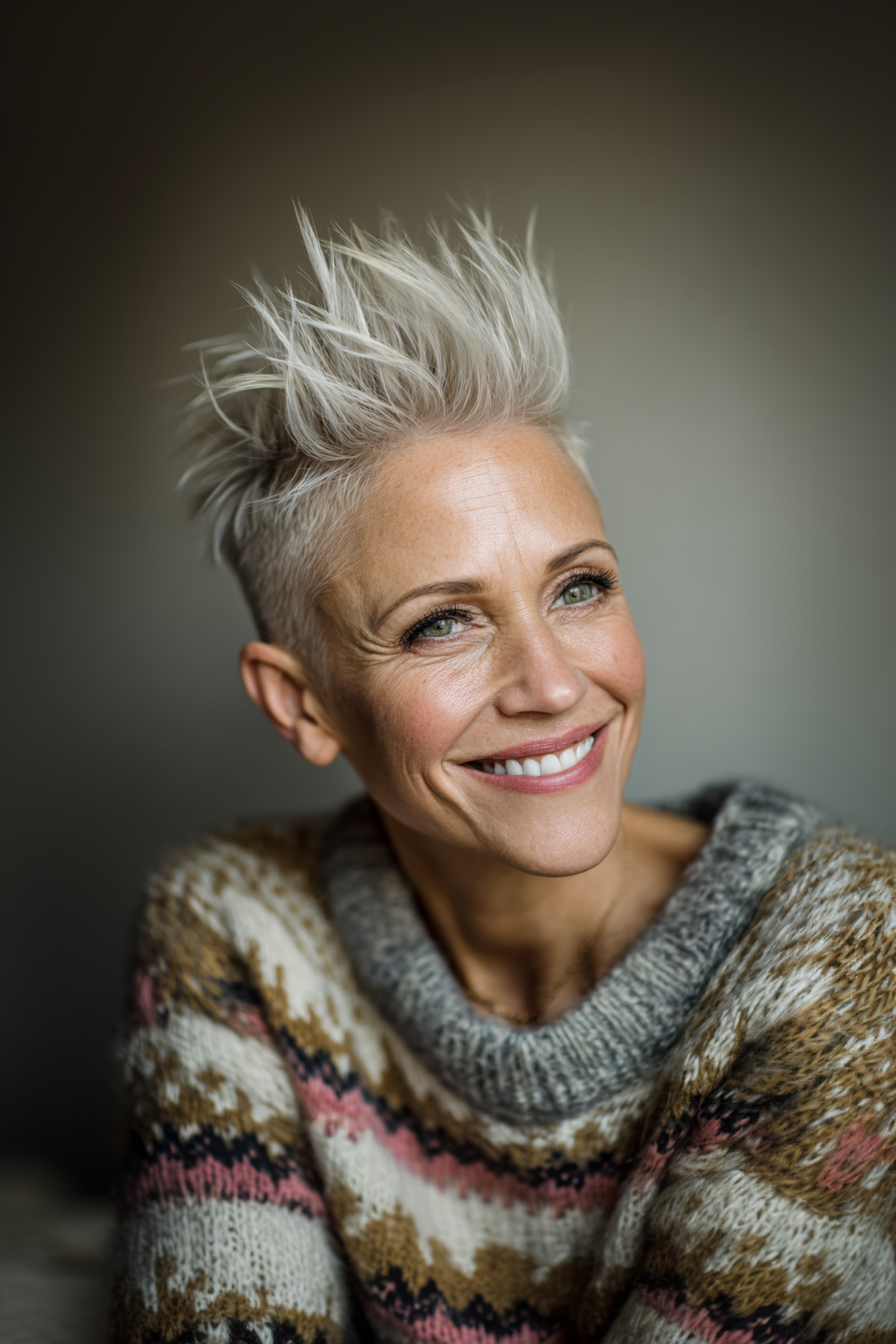 11. Icy Blonde Tapered Mohawk (Stachelfrisuren für Frauen über 50) - Frisuren für Frauen über 50 Stachelfrisuren