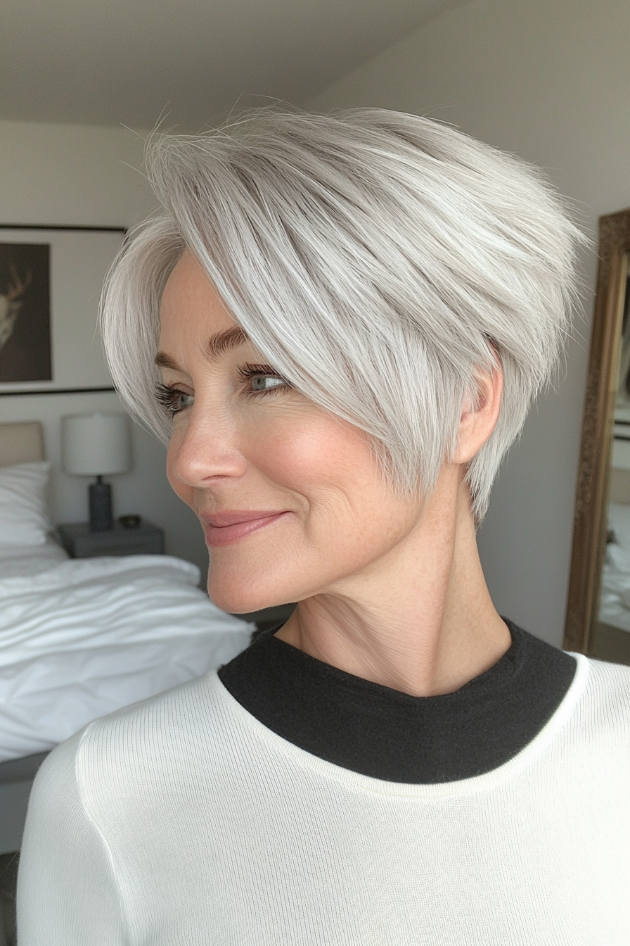 11. Eisiger Platin -Ernte -Stapel (kurze Haarschnitte für Frauen über 50) - Kurzstapelte Haarschnitte für Frauen über 50