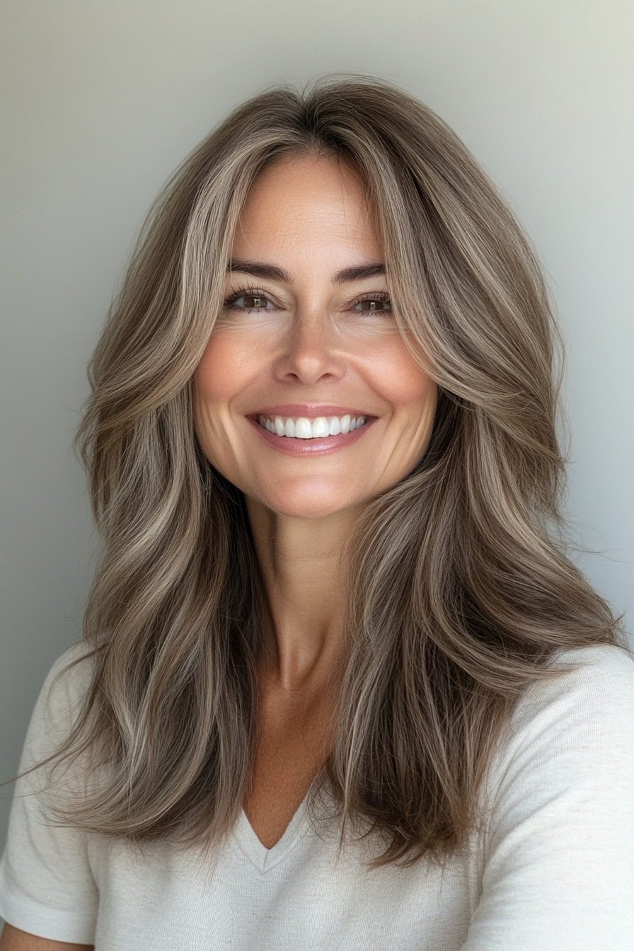 11. Mittellanger Stufenschnitt in Aschbraun (Brünette Frisuren für Frauen über 50) – Brünette Frisuren für Frauen über 50