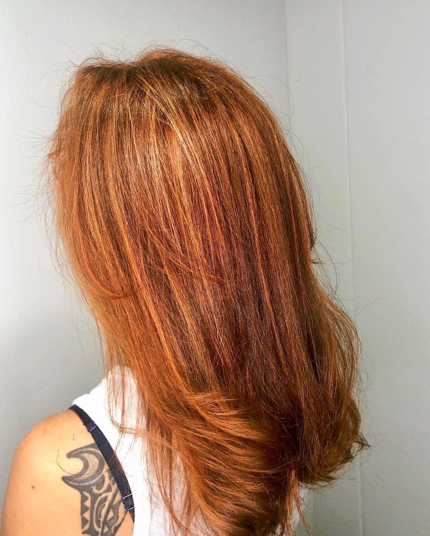 11. Layered Cinnamon Bronze Blowout (Zimthaarfarbe)