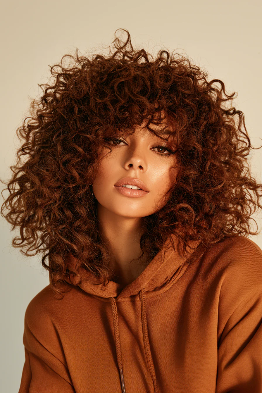 11. Mittellanger Spiralschnitt in Zimtbraun (Mittellange Haarschnitte für lockiges Haar) – Mittellange Haarschnitte für lockiges Haar