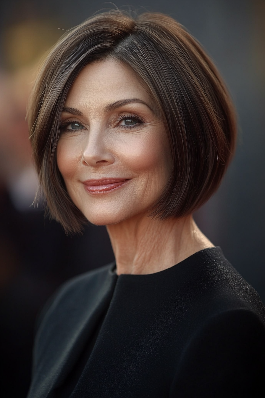 11. Mink Braun schlanker Bob (kurze trendige Haarschnitte für Frauen über 60) - kurze trendige Haarschnitte für Frauen über 60