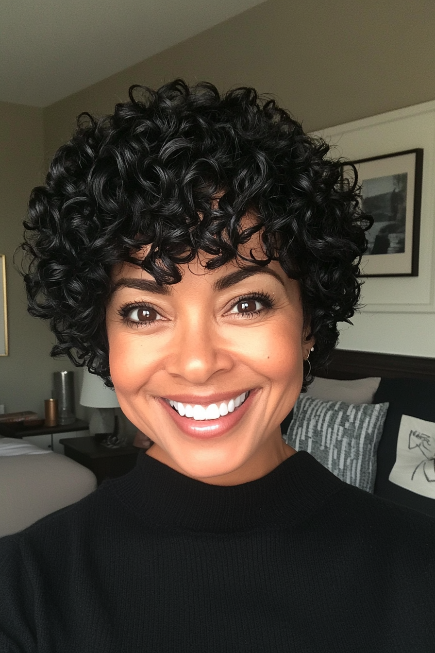 11. Natural Black Curly Crop (trendige Haarschnitte für Frauen über 40) - trendige Haarschnitte für Frauen über 40
