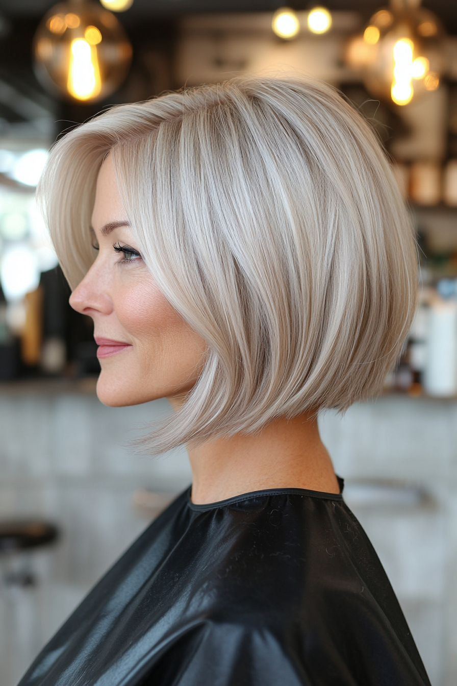 11. Platinblonde invertierte Bob (umgekehrte Bob -Haarschnitte für ältere Frauen) - Umgekehrte Bob -Haarschnitte für ältere Frauen