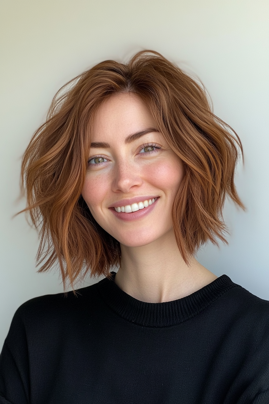 11. Shaggy Bob in tiefen Kastanien (Bob -Haarschnitte für Frauen) - Bob Haarschnitte für Frauen