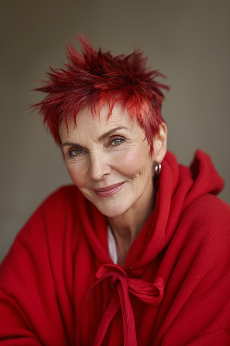 11. Kurzer purpurrote Spike -Schnitt (kurze, stachelige Frisuren für Frauen über 60) - kurze, stachelige Frisuren für Frauen über 60