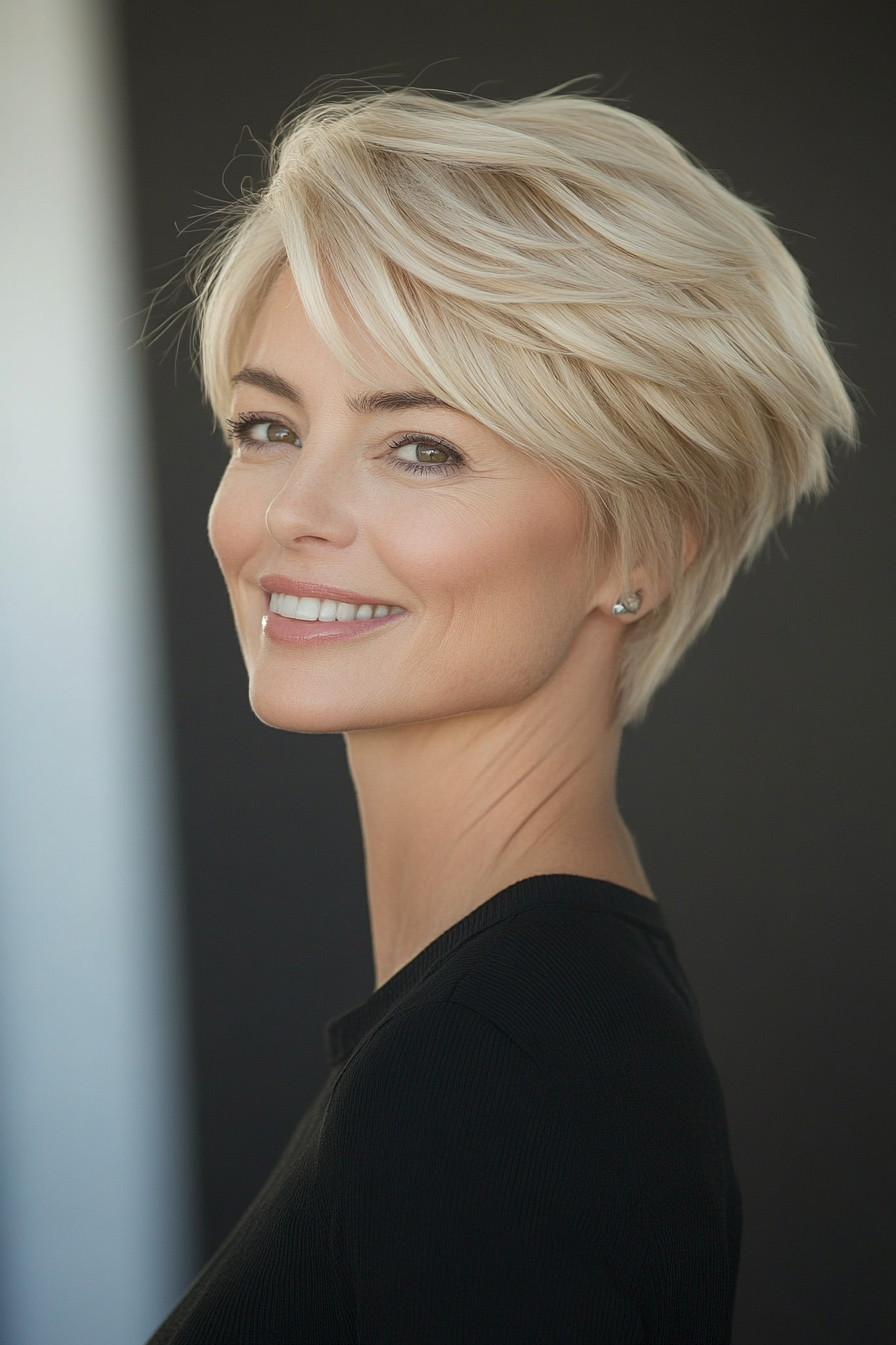 11. Seitenpixie in natürlicher Blondine (kurze blonde Frisuren für Frauen über 50) - kurze blonde Frisuren für Frauen über 50