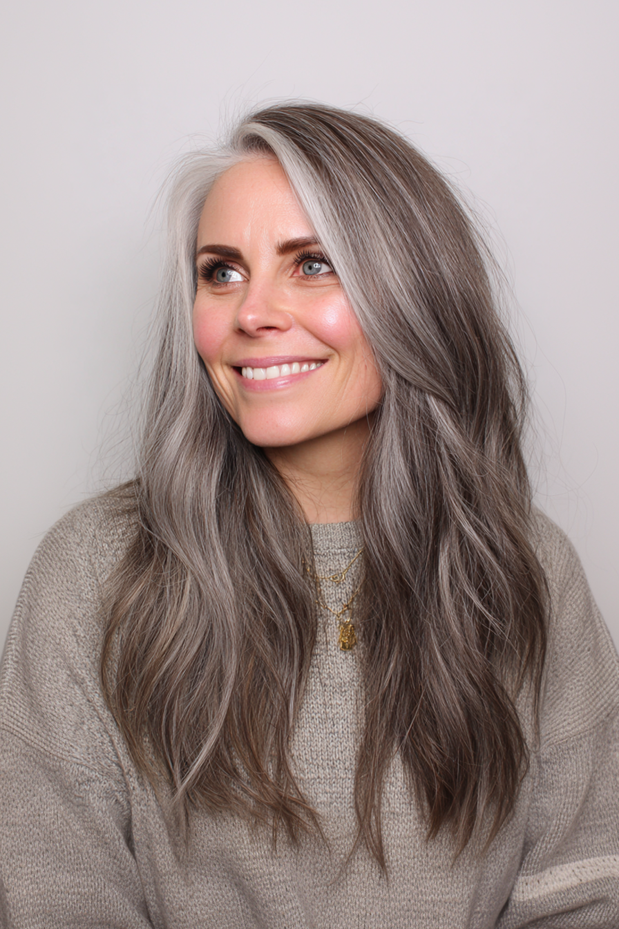 11. Silber -Ash -Balayage -Unterkut (längere Haarschnitte für ältere Frauen) - Längere Haarschnitte für ältere Frauen