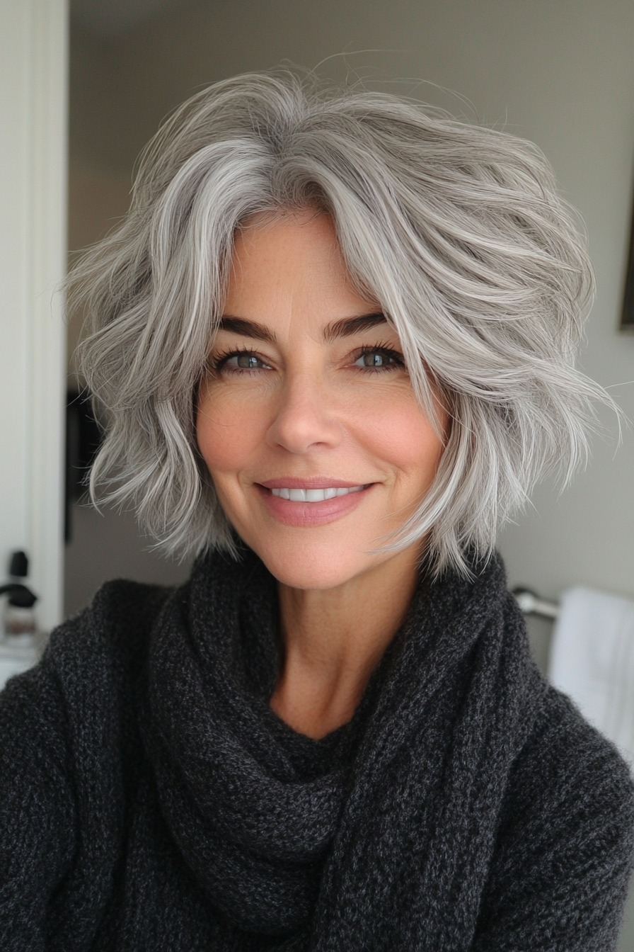 11. Weiche graue Pixie -Shag (zottelige Hakenfrisuren für Frauen über 50) - Shaggy -Habelfrisuren für Frauen über 50