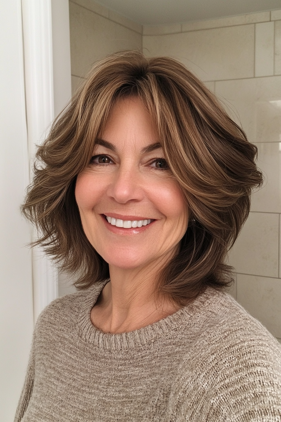 11. Weicher Mokka -Shag mit Absolventenschichten (Shag -Frisuren für Frauen über 60) - Shag -Frisuren für Frauen über 60