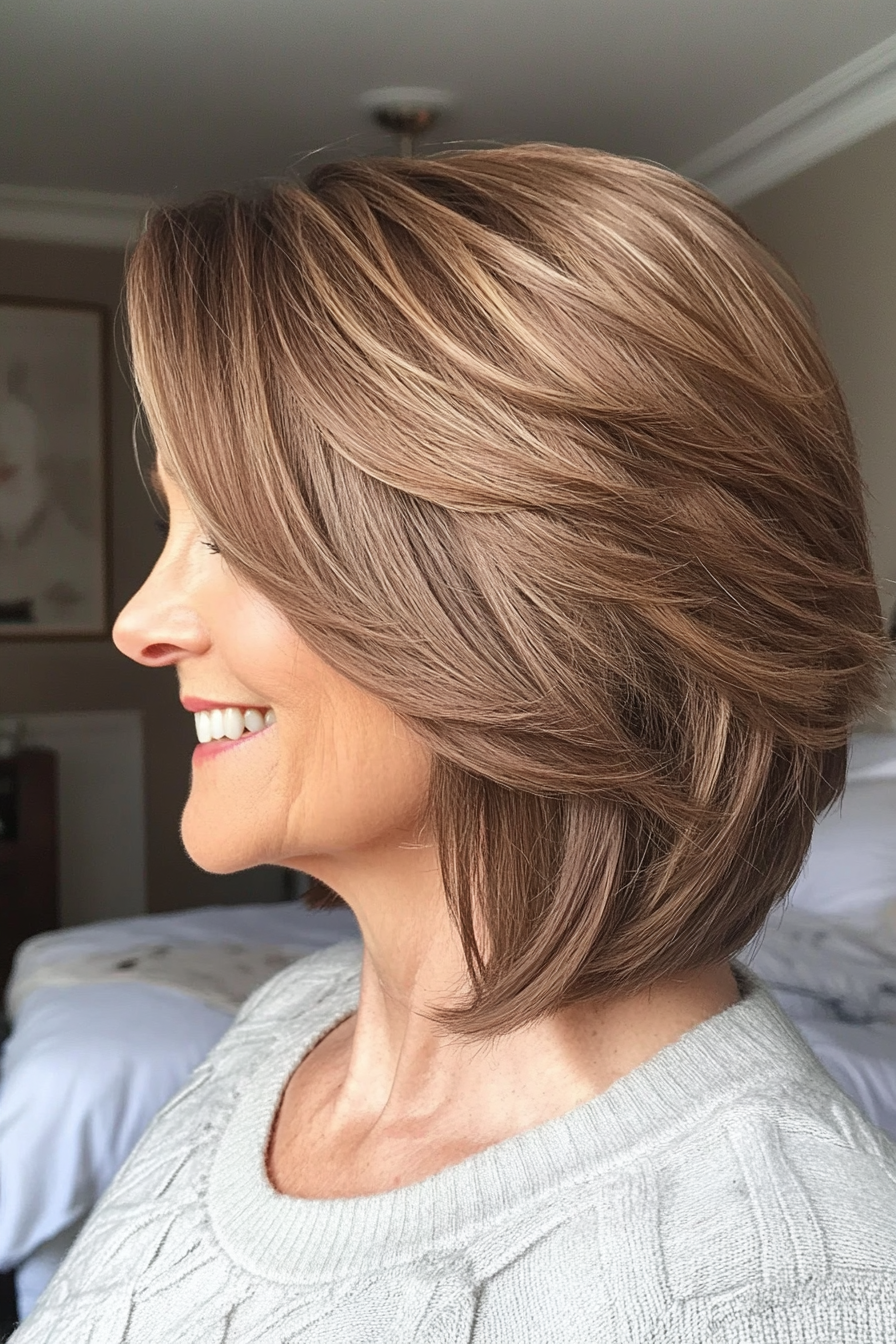 11. Stapelte Bob in hellbraun (Ausschnittslänge Haarschnitte für ältere Frauen) - Ausschnittslänge Haarschnitte für ältere Frauen